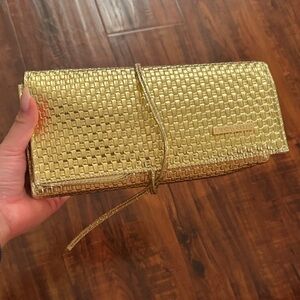 Laura Geller Shimmering Gold Woven Clutch